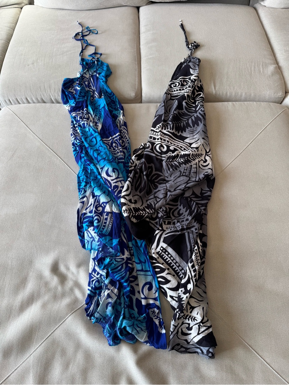 2 Blue & Grey Patterned Women's Sun dresses or Swim Cover-Up